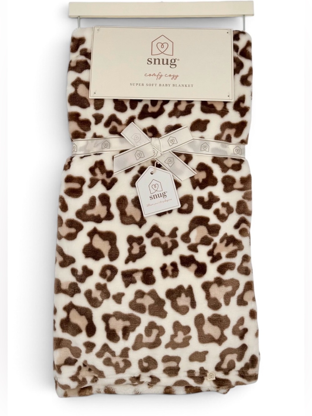Snug Comfy Cozy Baby Girl Blanket Brown White Leopard Print Super Soft 30x40 NWT
